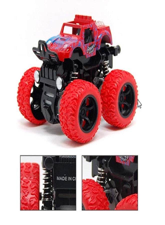 Favela Plastic Monster Trucks Friction Powered Cars Big Rubber Tires for Kids, Pack of 1, Red - Image 4